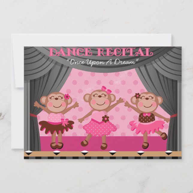 Little Monkeys Dance Recital Invitations (Front)