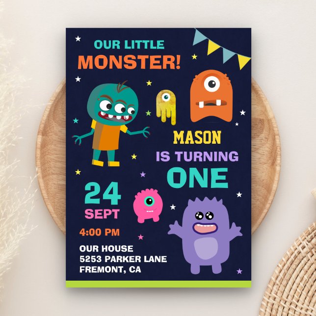 Little Monster 1st First Birthday Party Invitation (Creator Uploaded)