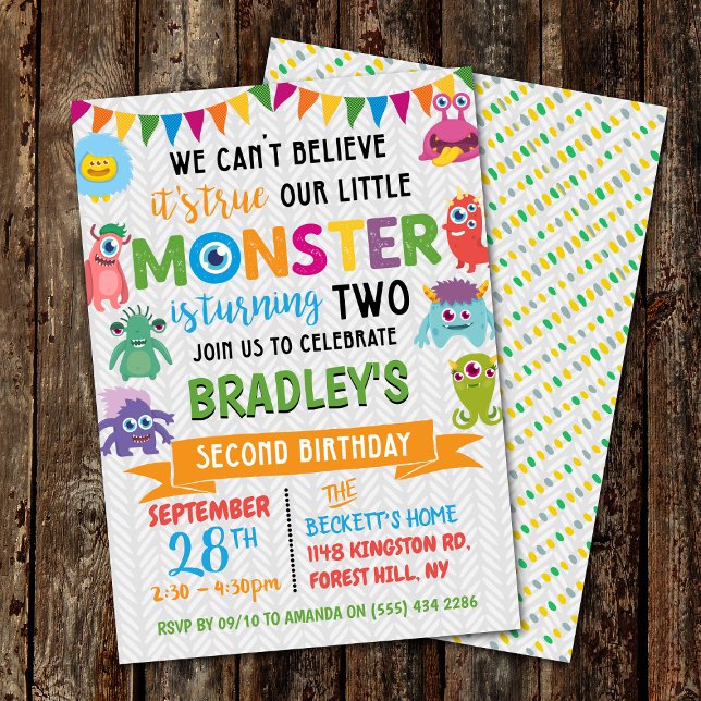 Little Monster 2nd Birthday Invitation (Creator Uploaded)