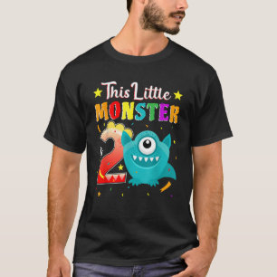 Little Monster 2nd Birthday Party Monster 2 Years  T-Shirt
