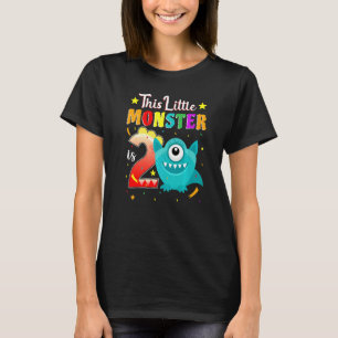 Little Monster 2nd Birthday Party Monster 2 Years T-Shirt