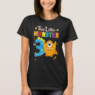 Little Monster 3rd Birthday Party Monster 3 Years T-Shirt