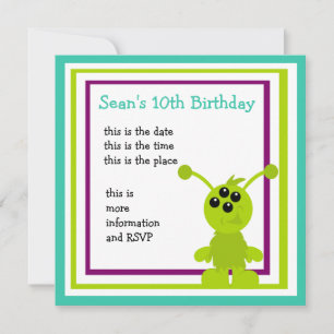 Little Monster Alien Creatures Invitation