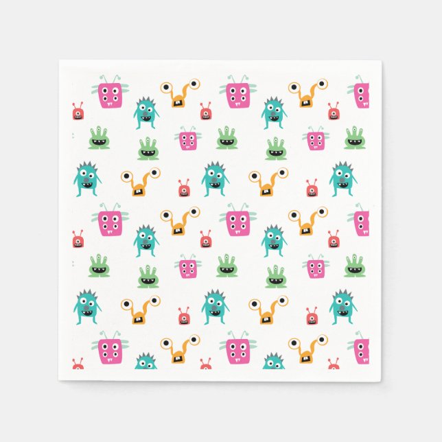 Little Monster Baby Shower Halloween Cute Colourfu Napkin (Front)