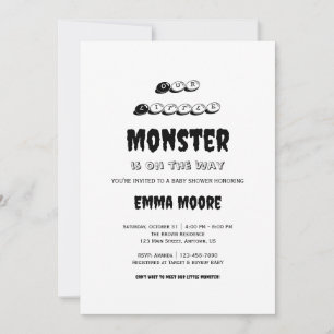 Little Monster Baby Shower Typography Design Invitation