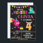 Little monster birthday invitation for girl<br><div class="desc">Monster birthday invitation for girl Little monster invitation Monster bash party invite. This template includes all 0-9 monster digits for the age, just click "Click to customise further" link and choose the age. Also there are 1-5 years old templates are listed for boy and girl birthday. This cute pastel colours...</div>