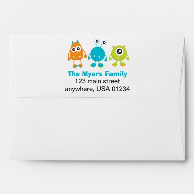 Little Monster Birthday Invite Envelope (Back (Top Flap))