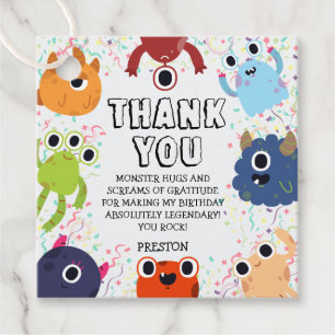 Little Monster Birthday Party for All Ages Favour Tags