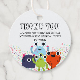 Little Monster Birthday Party for All Ages Favour Tags