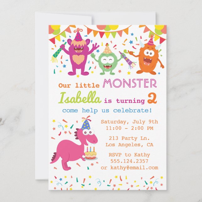 Little Monster Birthday Party Invitation (Front)