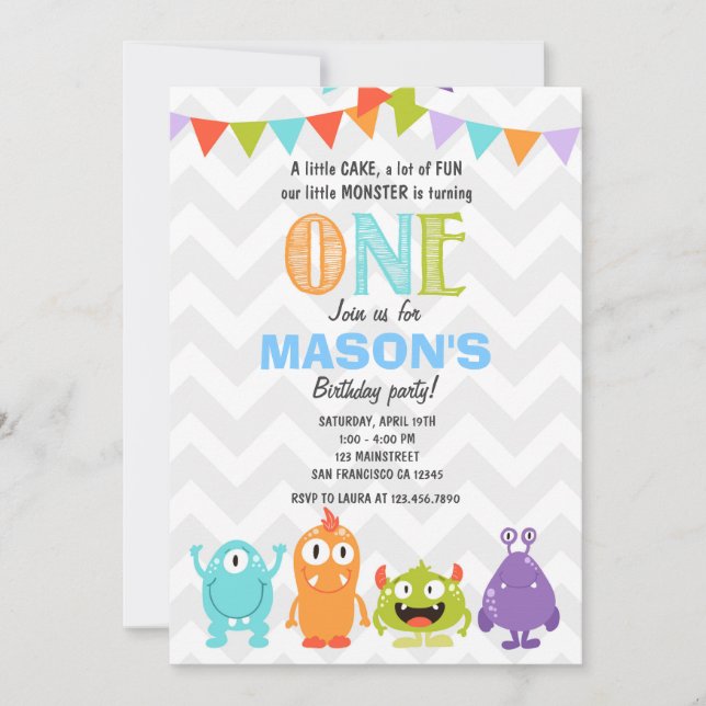 Little Monster Birthday Party Invitation (Front)