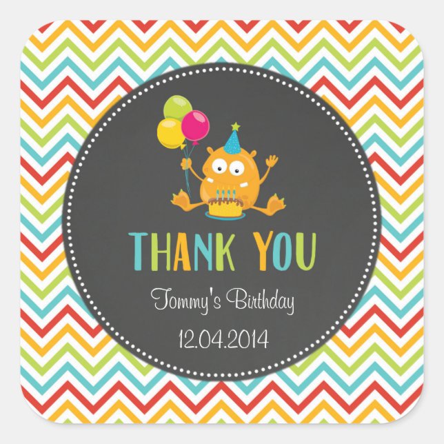 Little Monster Birthday Party Sticker (Front)