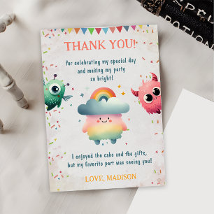  Little Monster Birthday Photo Thank You Card 