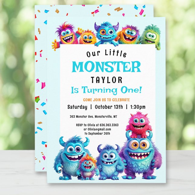 Little Monster Boy 1st Birthday Invitation (Little Monster Boy 1st Birthday Invitation)