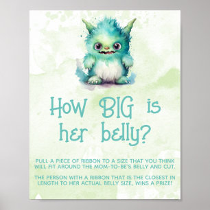 Little Monster Boy Baby Shower Big Belly Game Sign