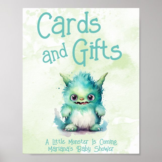 Little Monster Boy Baby Shower Cards & Gifts Poster (Front)