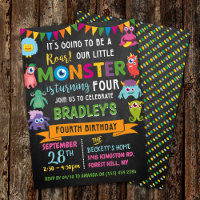 Little Monster Chalkboard 4th Birthday
