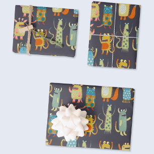 Little Monster Family Wrapping Paper Sheet