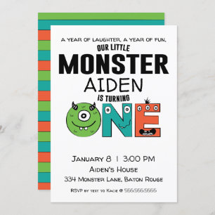 Little Monster First Birthday Invitation