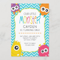 Little Monster first Birthday Invite