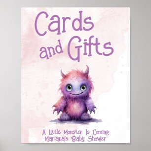 Little Monster Girl Baby Shower Cards & Gifts Poster