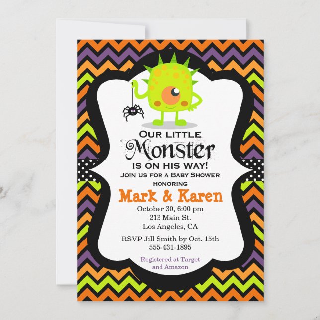 Little Monster Halloween Baby Shower Invitation (Front)