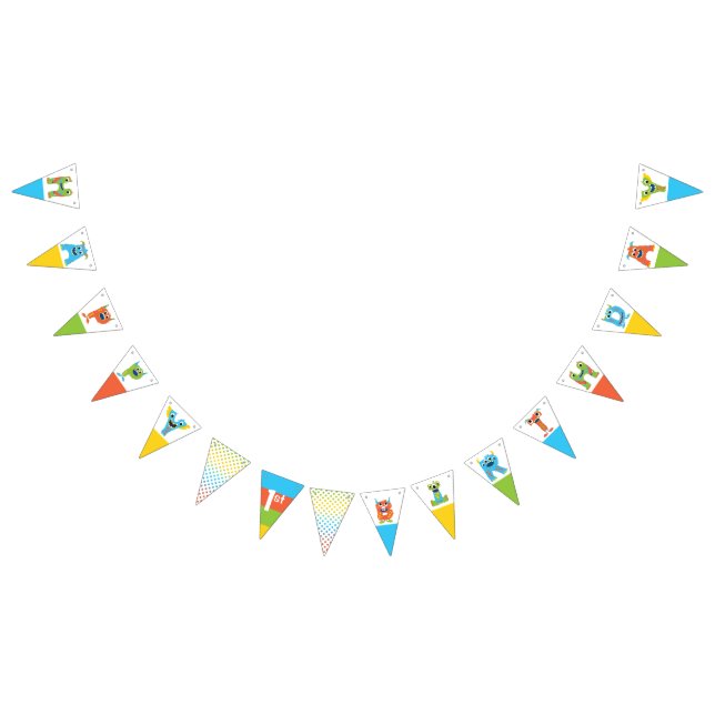 Little Monster Happy Birthday Party Decor Bunting (All)