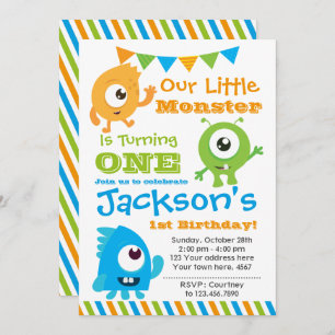 Little Monster Invitation, 1st birthday party Invitation