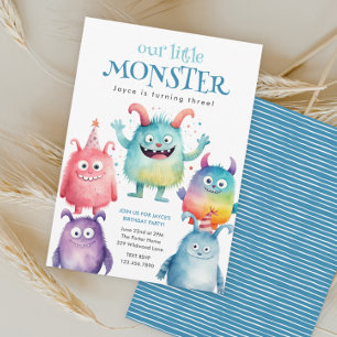 Little Monster Kids Birthday Party Invitation