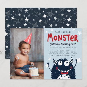 Little Monster Kids Birthday Party Photo Invitation