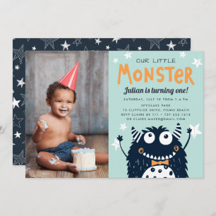 Little Monster Kids Birthday Party Photo Invitation
