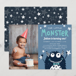 Little Monster Kids Birthday Party Photo Invitation