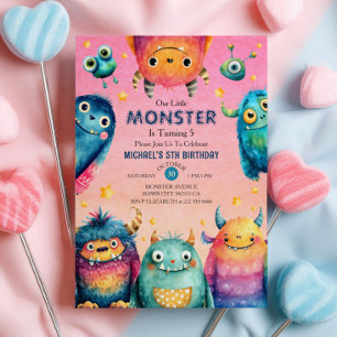 Little Monster Mash Whimsical Kids Birthday Party  Invitation