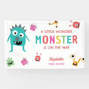 Little Monster on the way Baby Shower Halloween Banner