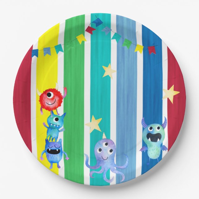 Little Monster Party  Paper Plate (Front)