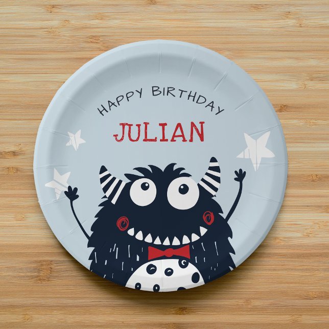 Little Monster | Personalised Kids Birthday Party Paper Plate (Creator Uploaded)