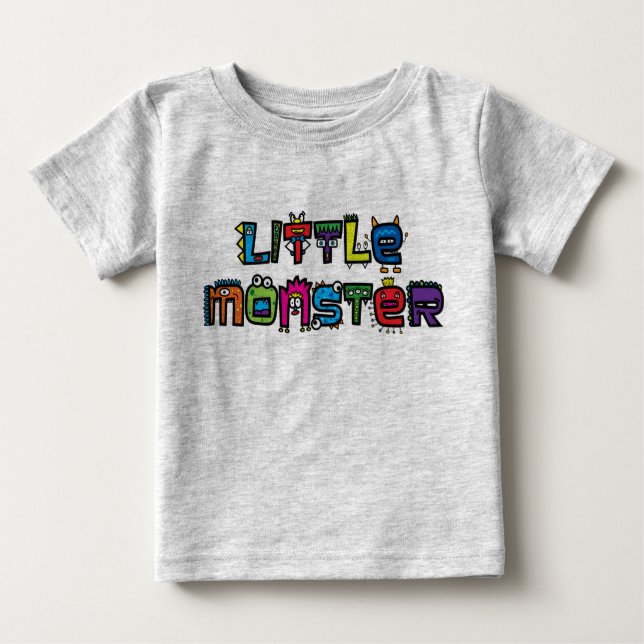 Little Monster -Text Doodles (Bright) Baby T-Shirt (Front)