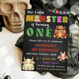 Little Monster Themed 1st Birthday Party Invitation