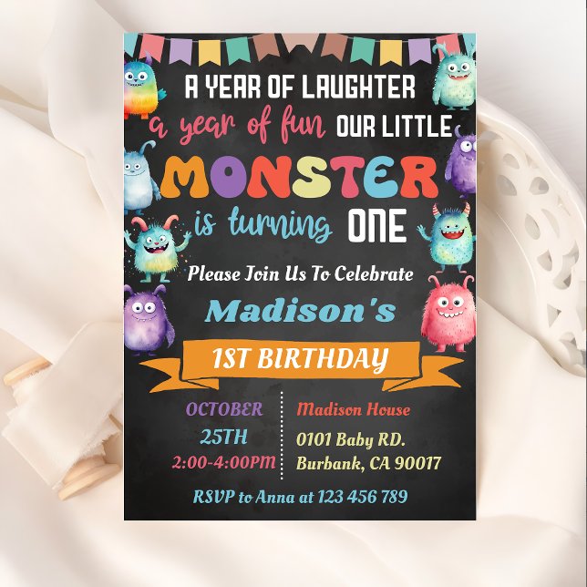  Little Monster Themed 1st Birthday Party  Invitation (Creator Uploaded)