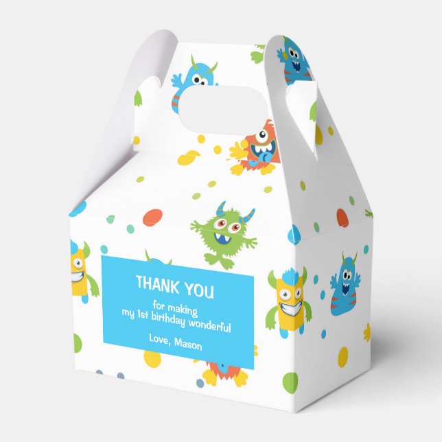 Little monster themed birthday favour box (Front Side)