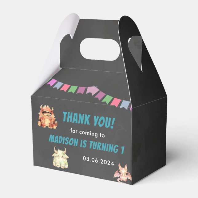 Little Monster Themed Birthday Party  Favour Box (Front Side)