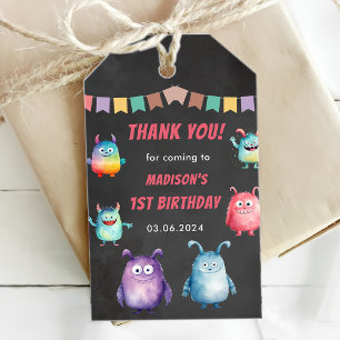 Little Monster Themed Birthday Party Gift Tags
