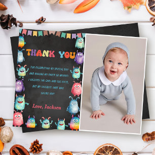 Little Monster Themed Birthday Thank You Card