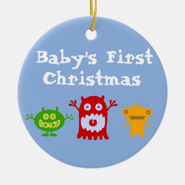 Little Monsters Baby's First Christmas Ornament (Front)
