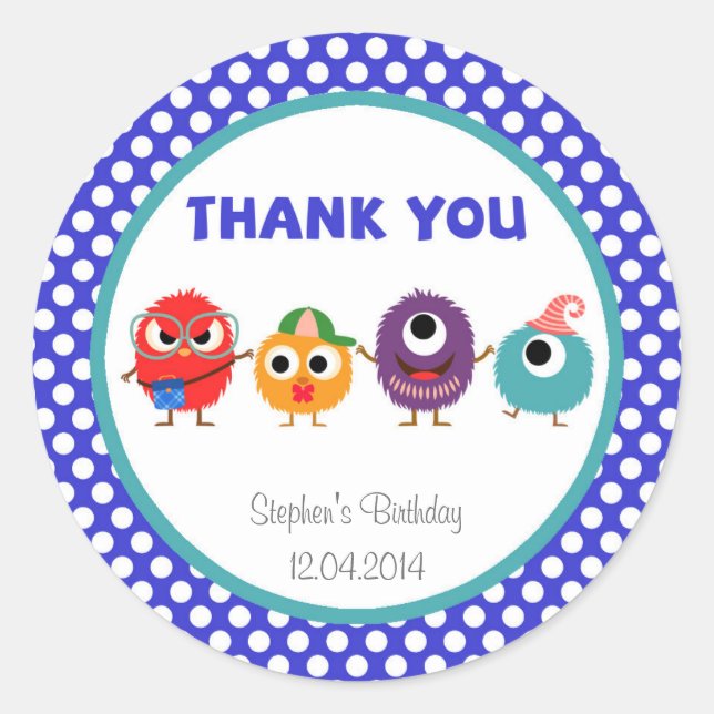 Little Monsters Birthday Sticker (Front)