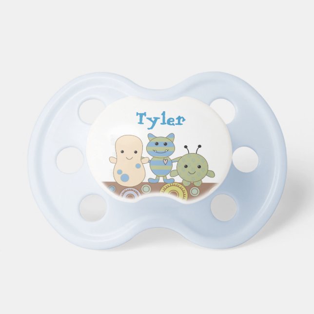 Little Monsters Boy Personalised Name Pacifier (Front)
