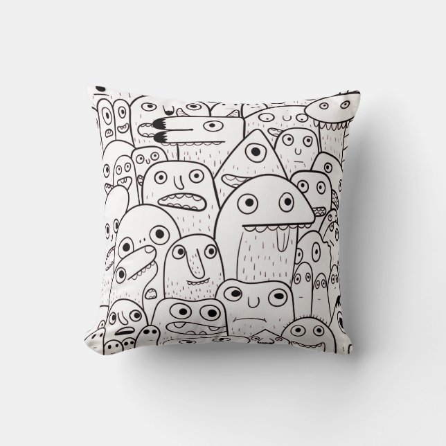 Little Monsters Doodles  Cushion (Front)