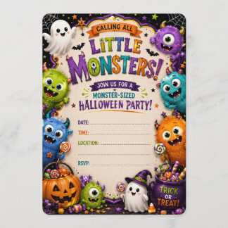 Little Monsters Halloween Party Kids Invitation