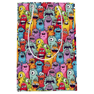 Little monsters kids nursery funny faces Medium Gift Bag