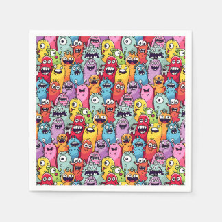 Little monsters kids nursery funny faces Napkin